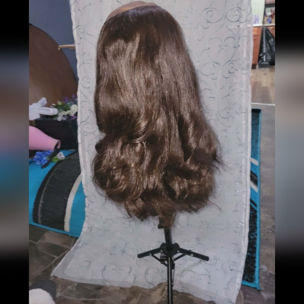 Tiffani Everyday Hat Wig By LU'S Wigs. Medium Brown Color. Human Hair Wig! - Picture 6 of 15